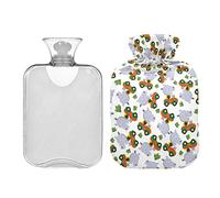 Botella de agua caliente con cubierta 1L divertido rinoceronte conducir coche blanco bolsa de agua caliente caliente/frío compresa cuello y hombro alivio del dolor