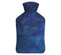 Botella de agua caliente con cubierta azul luna cielo estrellado bolsa de agua caliente para alivio del dolor, calambres, calentador de pies, terapia de calor y frío