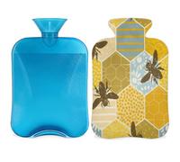 Botella de agua caliente con cubierta de 2 L, bolsa de agua caliente de abeja para calentamiento de la cama/alivio del dolor de período, bonita funda de botella de agua caliente de colmena