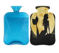 Botella de agua caliente con cubierta de 2 L, bolsa de agua caliente de sirena para calentamiento de la cama alivio del dolor de período, funda de botella de agua caliente de sirena de noche