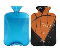 Botella de agua caliente con cubierta de 2 L, bolsa de agua caliente Love Heart para calentamiento de la cama/alivio del dolor de período, funda de botella de agua caliente con patrón de baloncesto