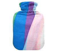 Botella de agua caliente con cubierta de terciopelo suave, banderas de arco iris, bolsa de agua caliente para aliviar el dolor, compresa caliente y fría, calentador de cama corporal 1L