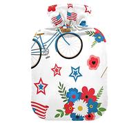 Botella de agua caliente con cubierta de terciopelo suave, banderas de bicicleta bolsa de agua caliente para aliviar el dolor, compresa caliente y fría, calentador de cama corporal 2L