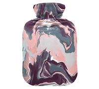 Botella de agua caliente con cubierta de terciopelo suave, bolsa de agua caliente abstracta con lazo líquido para aliviar el dolor, compresa caliente y fría, calentador de cama corporal 2L