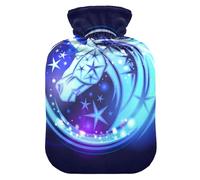 Botella de agua caliente con cubierta de terciopelo suave Magic Stars bolsa de agua caliente para aliviar el dolor, compresa caliente y fría, calentador de cama corporal 2L