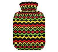 Botella de agua caliente con cubierta de terciopelo suave Music Jamaica Bolsa de agua caliente para aliviar el dolor, compresa caliente y fría, calentador de cama corporal 2L