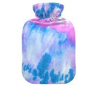 Botella de agua caliente con cubierta de terciopelo suave, pintura de fondo orgánico morado, bolsa de agua caliente para aliviar el dolor, compresa caliente y fría, calentador de cama corporal 2L