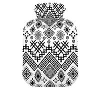 Botella de agua caliente con cubierta de terciopelo suave Tribal Boho Bolsa de agua caliente para aliviar el dolor, compresa caliente y fría, calentador de cama corporal 2L