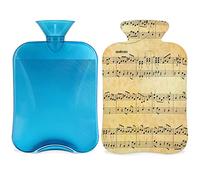 Botella de agua caliente con cubierta esponjosa, bolsa de agua caliente de gran capacidad de 2 litros, bolsa de agua para botellas de música para noches acogedoras, alivio del dolor, espalda, cuello