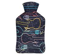 Botella de agua caliente con cubierta para música, guitarras eléctricas, bolsa de agua caliente de goma para aliviar el dolor, calambres, calentador de pies, terapia de calor y frío