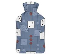 Botella de agua caliente con cubierta patrón de dados bolsa de agua caliente de goma para aliviar el dolor, calambres, calentador de pies, terapia de calor y frío