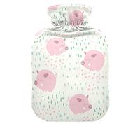 Botella de agua caliente con cubierta suave bolsa de agua fría extraíble para aliviar el dolor, calambres menstruales, calentadores de pies, cerdos medianos y lindos