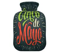 Botella de agua caliente con cubierta suave, bolsa de agua fría y caliente extraíble para aliviar el dolor, calambres menstruales, calentadores de pies, tamaño mediano Cinco de Mayo gris
