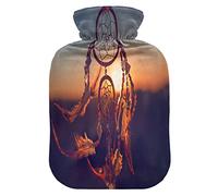 Botella de agua caliente con cubierta suave, bolsa de agua fría y caliente extraíble para aliviar el dolor, calambres menstruales, calentadores de pies, media puesta de sol montañas boho chic étnica