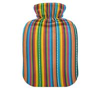Botella de agua caliente con cubierta suave, bolsa de agua fría y caliente extraíble para aliviar el dolor, calambres menstruales, calentadores de pies, tamaño medio colorido zig zag