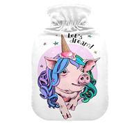 Botella de agua caliente con cubierta suave, bolsa de agua fría y caliente extraíble para aliviar el dolor, calambres menstruales, calentadores de pies, cerdo pequeño y lindo