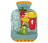 Botella de agua caliente con cubierta suave, bolsa extraíble de agua fría para aliviar el dolor, calambres menstruales, calentadores de pies, medio Cinco de Mayo rojo verde y verde azulado