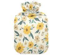 Botella de agua caliente con cubierta suave, bolsa extraíble de agua fría para aliviar el dolor, calambres menstruales, calentadores de pies, margarita amarilla de girasol mediana