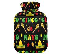 Botella de agua caliente con cubierta suave, bolsa extraíble de agua fría para aliviar el dolor, calambres menstruales, calentadores de pies, sombrero mexicano mediano Cinco de Mayo