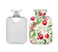 Botella de agua caliente con cubierta suave, bolsas de agua caliente de 2 L para calambres menstruales, alivio del dolor de cuello y hombros, terapia caliente de pies y manos, granadas y hojas de
