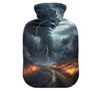 Botella de agua caliente con cubierta suave, calentador de manos color gris tornado, bolsa de agua caliente para pies y cama, calentador del dolor, talla S
