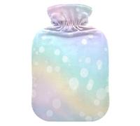 Botella de agua caliente con diseño de arcoíris pastel con cubierta suave, calentador de pies con funda suave, bolsa de agua caliente para calentador de pies y cama, alivio del dolor, tamaño mediano