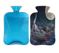 Botella de agua caliente con diseño de calavera de pulpo con tapa, bolsa de agua de gran capacidad de 2 L, para noches acogedoras, alivio del dolor, espalda, cuello y hombros