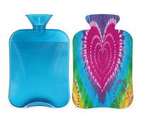 Botella de agua caliente con diseño de corazón arcoíris con funda, bolsa de agua de gran capacidad de 2 litros para noches acogedoras, alivio del dolor, espalda, cuello y hombros