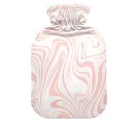 Botella de agua caliente con diseño de remolino de mármol con cubierta suave, calentador de pies, bolsa de agua caliente para compresas frías y calientes, tamaño mediano