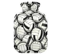 Botella de agua caliente con diseño de voleibol de dibujos animados con cubierta suave, compresa caliente de 1 litro para calambres menstruales