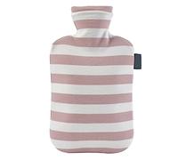 Botella de agua caliente con estampado a rayas, funda de algodón suave, portátil, a prueba de explosiones, para invierno, reutilizable, calentador de pies