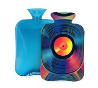 Botella de agua caliente con funda, 2 L, diseño de música Art Cds para adultos, calentador y alivio del dolor