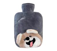 Botella de agua caliente con funda, bolsa de agua caliente de 2000 ml para compresas frías y calientes, calentador de pies para invierno, color gris oscuro