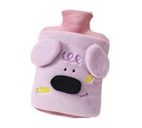 Botella de agua caliente con funda, bolsa de agua caliente de 2000 ml para compresas frías y calientes, calentador de manos para invierno, nariz grande, color morado