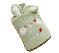 Botella de agua caliente con funda, bolsa de agua caliente de 2000 ml para compresas frías y calientes, calentador de pies para invierno, color verde