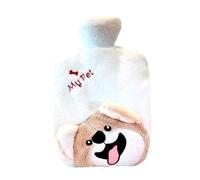 Botella de agua caliente con funda, bolsa de agua caliente de 2000 ml para compresas frías y calientes, calentador de pies para invierno, color blanco