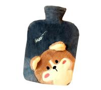 Botella de agua caliente con funda, bolsa de agua caliente de 2000 ml para compresas frías y calientes, calentador de pies para invierno, color azul oscuro