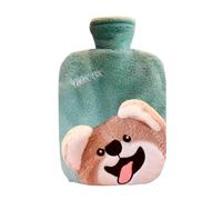 Botella de agua caliente con funda, bolsa de agua caliente de 2000 ml para compresas frías y calientes, calentador de pies para invierno, color verde