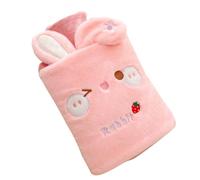 Botella de agua caliente con funda, bolsa de agua caliente de 2000 ml para compresas frías y calientes, calentador de pies para invierno, color rosa