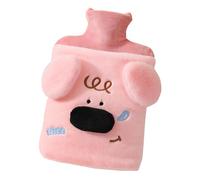 Botella de agua caliente con funda, bolsa de agua caliente de 2000 ml para compresas frías y calientes, calentador de manos para invierno, nariz grande, color rosa