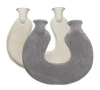 Botella de agua caliente con funda, botella de agua caliente esponjosa en forma de U a prueba de fugas para cuello y hombros, bolsa de cama rellenable para calidez y comodidad