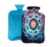 Botella de agua caliente con funda de 2 L, diseño de mandala Galaxy Boho para adultos, calentador/alivio del dolor