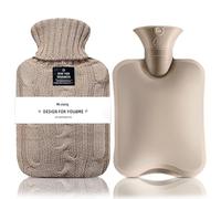 Botella de agua caliente con funda de punto, bolsa de agua caliente de 2 l y 1 litro para compresión caliente y fría, calentador de manos y pies, ideal para calambres menstruales, alivio del dolor de