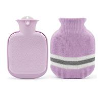 Botella de agua caliente con funda de punto, bolsa de agua caliente pequeña de 300 ml para aliviar el dolor, espalda, cuello y hombros, mini botella de agua caliente con funda suave extraíble y lavable