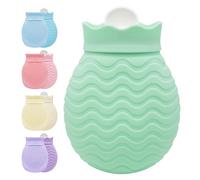 Botella de agua caliente con funda de punto, bolsa de agua caliente pequeña de 320 ml para aliviar el dolor, espalda, cuello y hombros, mini botella de agua caliente con funda suave extraíble y