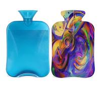 Botella de agua caliente con funda, diseño de guitarra de arte abstracto, bolsa de agua caliente de 2 litros para aliviar el dolor, cuello y hombro, mano y pies, compresa caliente y fría