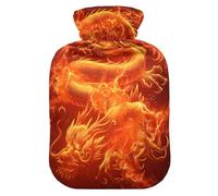 Botella de agua caliente con funda, dragón chino mágico de 1 litro, bolsa de agua caliente a prueba de fugas para calentador de manos, pies, cuello, hombros, espalda, alivio del dolor muscular,
