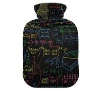 Botella de agua caliente con funda, fórmula matemática, bolsa de agua caliente a prueba de fugas para calentador de manos, pies, cuello, hombros, espalda, alivio del dolor muscular, compresa fría
