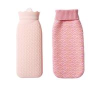 Botella de agua caliente con funda forro polar suave for niña, for el vientre, botella, ideal for aliviar dolor, llena fría y(Roze)