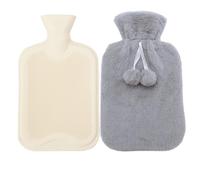 Botella de agua caliente con funda, funda de piel sintética suave y esponjosa, capacidad de 500/1000/2000 ml, bolsa de agua caliente para noches acogedoras, alivio del dolor, espalda, cuello y